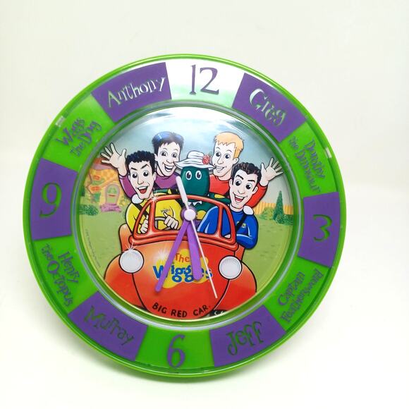 The Wiggles Big Red Car Clock Vintage Wags Dorothy Dinosaur Feathersword Jeff - Picture 1 of 8